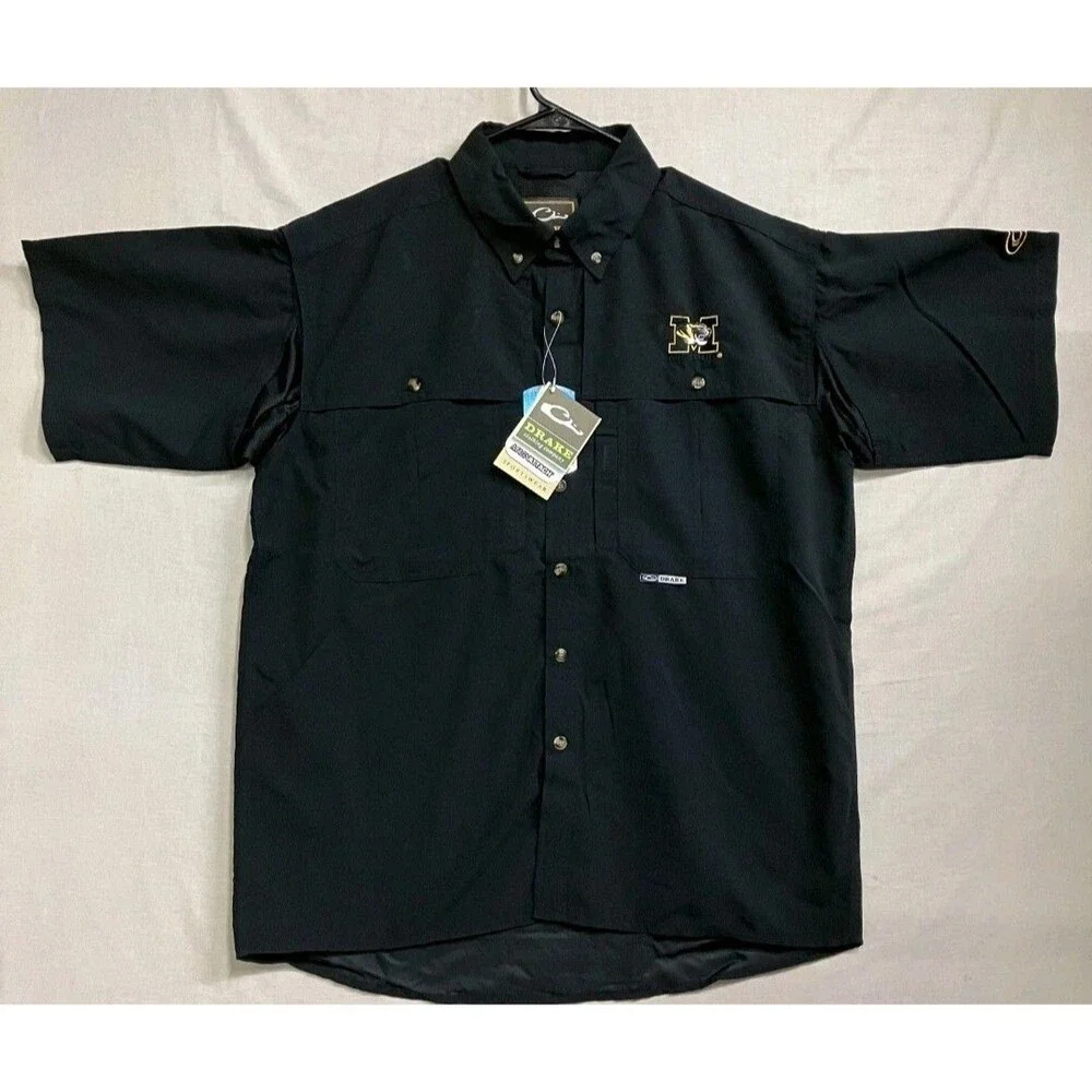 Missouri Tigers Drake Waterfowl Wingshooter Shirt Men M Black Vented Fishing B24